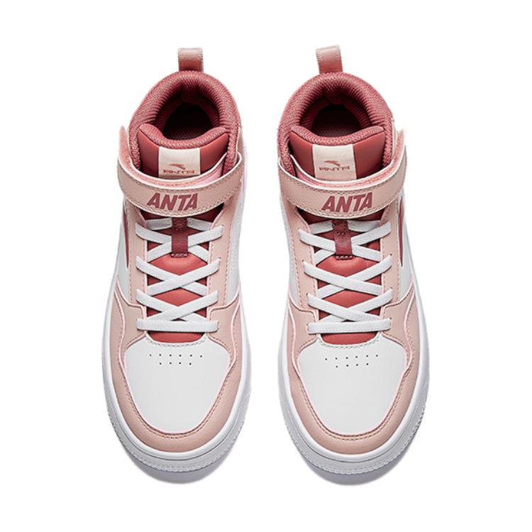Anta Модные универсальные высокие детские кроссовки для скейтбординга, детские кроссовки белого и розового цвета A22438004-1