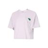 Glamping Ss Crop Tee Casual Sports Solid Color Embroidered Logo Round Neck Short Sleeve T-Shirt Women Tops Light-Purple 536880-17