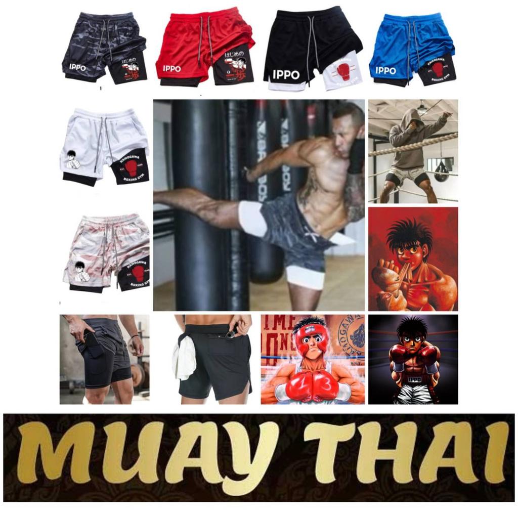Anime IPPO Muay Thai Kick Boxing UFC MMA Mixed Marcial Art Shorts Anime Men Women Unisex Double Layer Quick Dry Breathable Sport Gym Fitness Workout