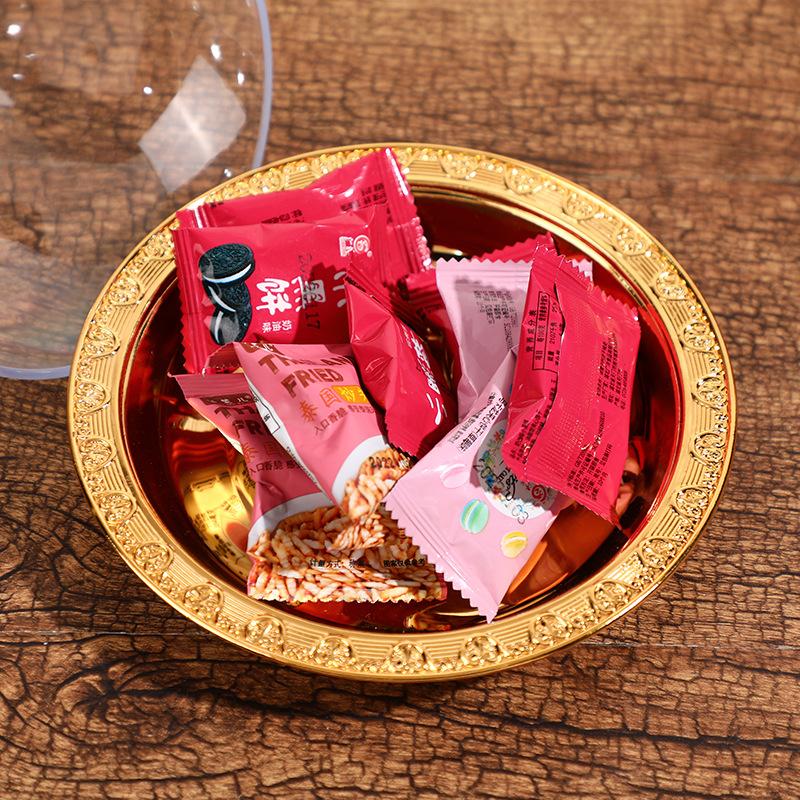 Alloy Solid Color Carved Disc Portable Alec Cover Cake Dessert Plate