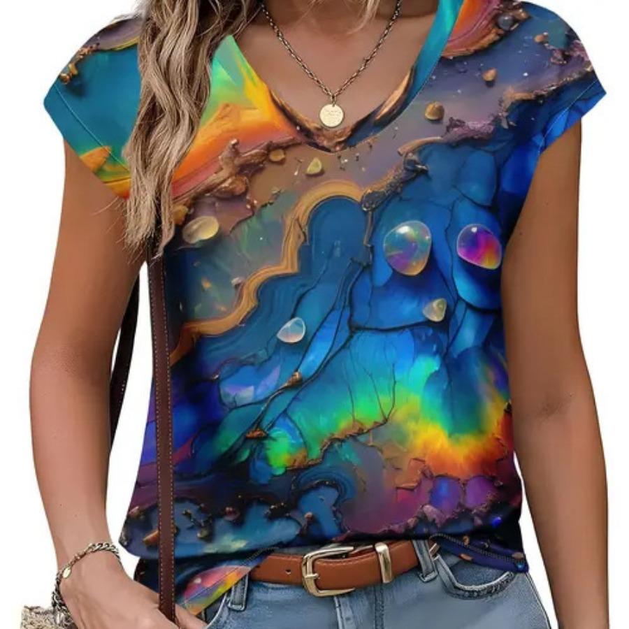 Женская модная летняя новая повседневная универсальная футболка с принтом