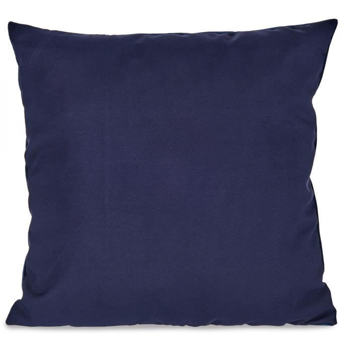 Coussin De Décoration - Giftdecor - 45 X 45 X 13 Cm - Velours Bleu Foncé - Déhoussable - Style Contemporain