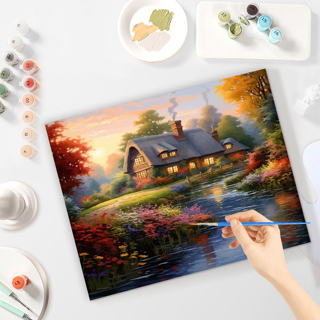 RUOPOTY Картина по номерам, безрамная деревенская дача, краска по номерам на холсте, сделай сам, картина по номерам, декорации для дома, 40x50 см
