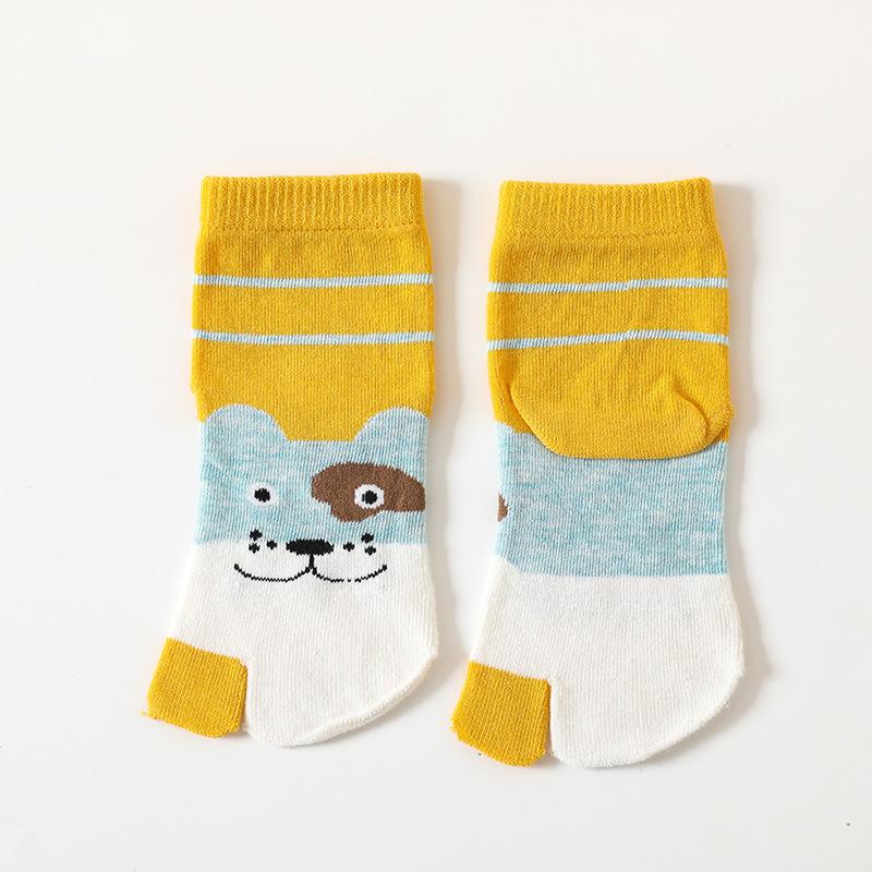 5 пар носков таби с двумя пальцами для детей нового стиля для детей, мальчиков, девочек, студентов, с мультяшными животными, из чистого хлопка, мягкие, с раздельным большим пальцем