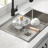 1pc Foldable Dish Drying Rack - Multi-Purpose Sink Drain Rack for Kitchen - Easy To Roll and Store - Kitchen Tools