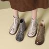 GKTINOO 2025 Summer Ankle Boots Genuine Leather Shoes Women Mid Heels Sandals Side Zip Boots Cutout Breathable Mujer Zapatos