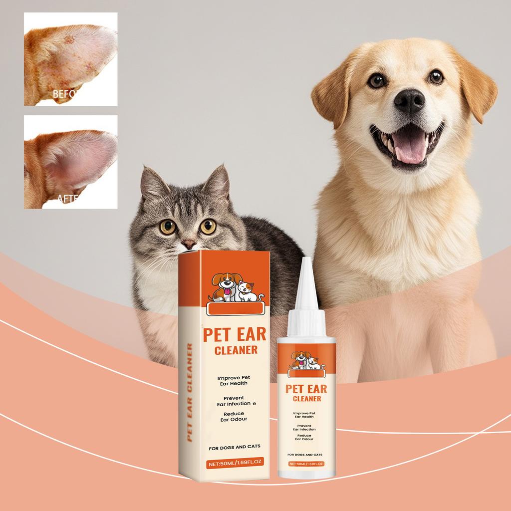Средство для чистки ушей домашних животных;Капли для ушей для домашних животных;Средство для чистки ушей для собак, 1 шт, 50 мл