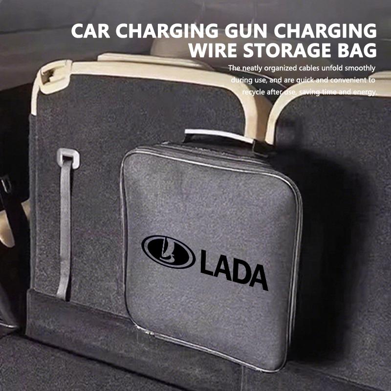 VRT4 Car Charging Gun Device Cable Storage Bag Box Bag For Lada Largus Priora Vesta Niva Samara Kalina 4x4 Urban Granta