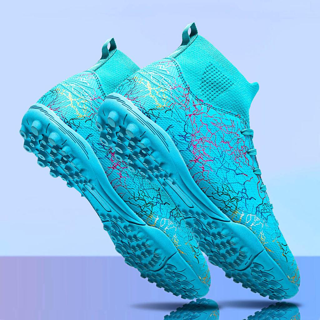 Новые футбольные бутсы с высоким верхом, длинными шипами, золотым камуфляжем, профессиональные кроссовки, с шипами, нескользящие, взрослые мужские и женские футбольные бутсы