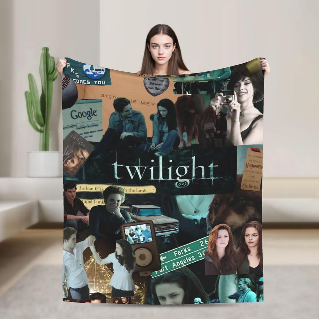The Twilight Edward Bella Soft Warm Blanket Travel Plush Throw Blanket Aesthetic Couch Chair Flannel Bedspread Sofa Bed Cover