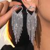 Europe And The United States Temperament Hollow Rhinestone Long Paragraph Tassel Love Earrings Senior Sense Earrings Female Earrings Jewelry
