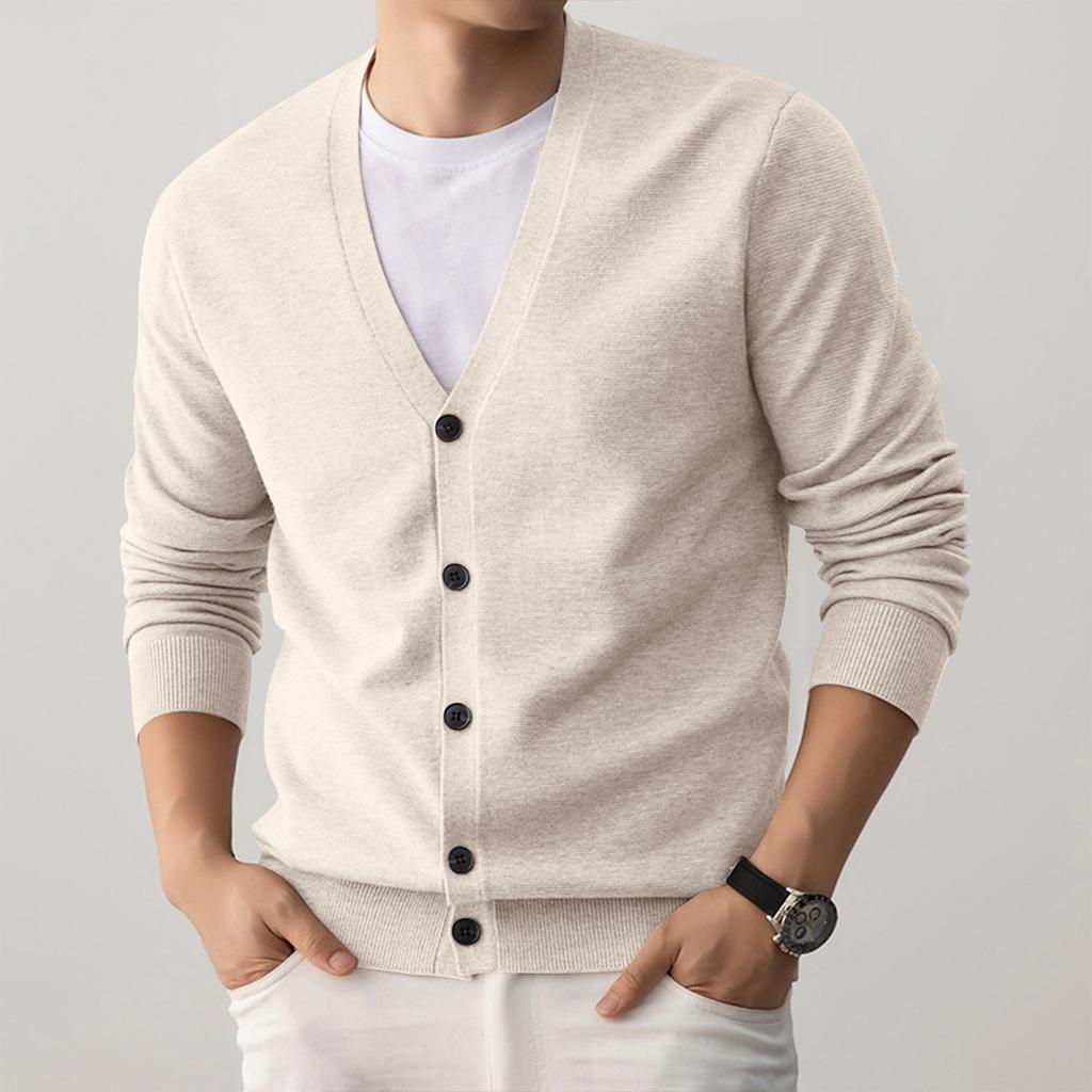 Мужской кардиган в стиле business casual, свободный, с длинным рукавом, однобортный, пальто-свитер
