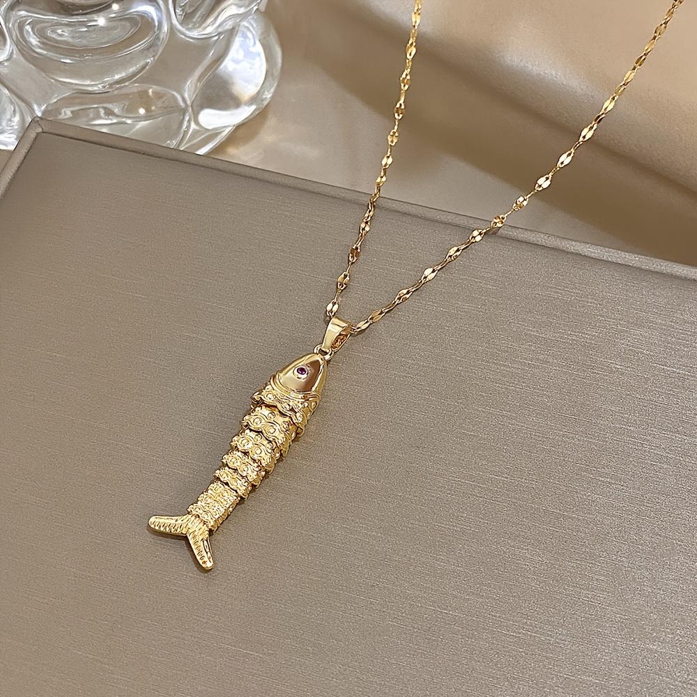 Stainless Steel Single Goldfish Pendant Necklace - Perfect for Beach Themed Parties and Luxury Gifts