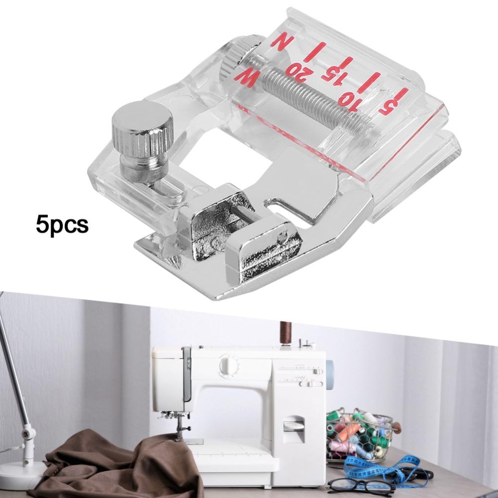 5pcs Snap On Adjustable Bias Binder Foot for Singer/JUKI/Feiyue/Acme Sewing Projects