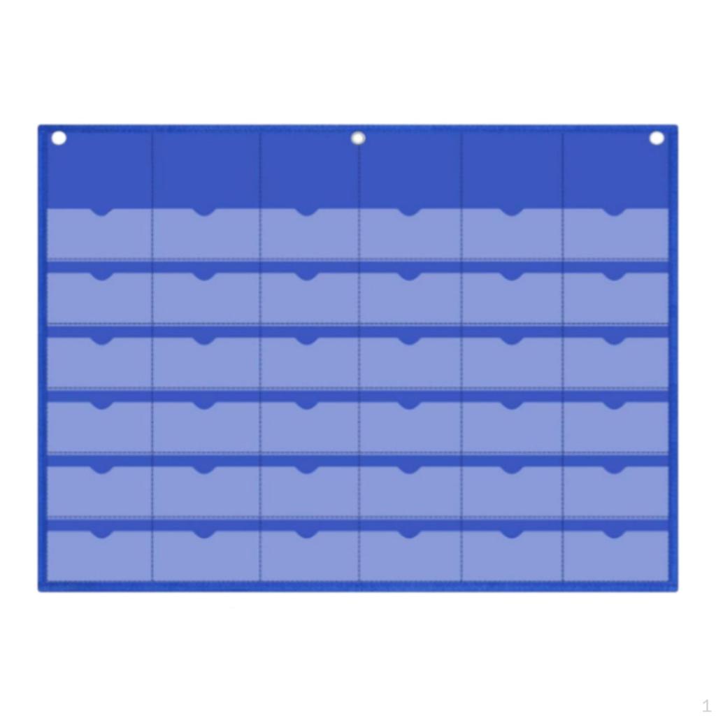 Pocket Chart Hanging 36 Card Slots Oxford Cloth Calculator Holder Storage Organizer for Classroom