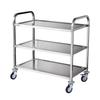 Kitchen Utility Cart, 3 Tiers, Wire Rolling Cart with 450LBS Capacity, Steel Service Cart on Wheels, Metal Storage Trolley with 80mm Basket Curved