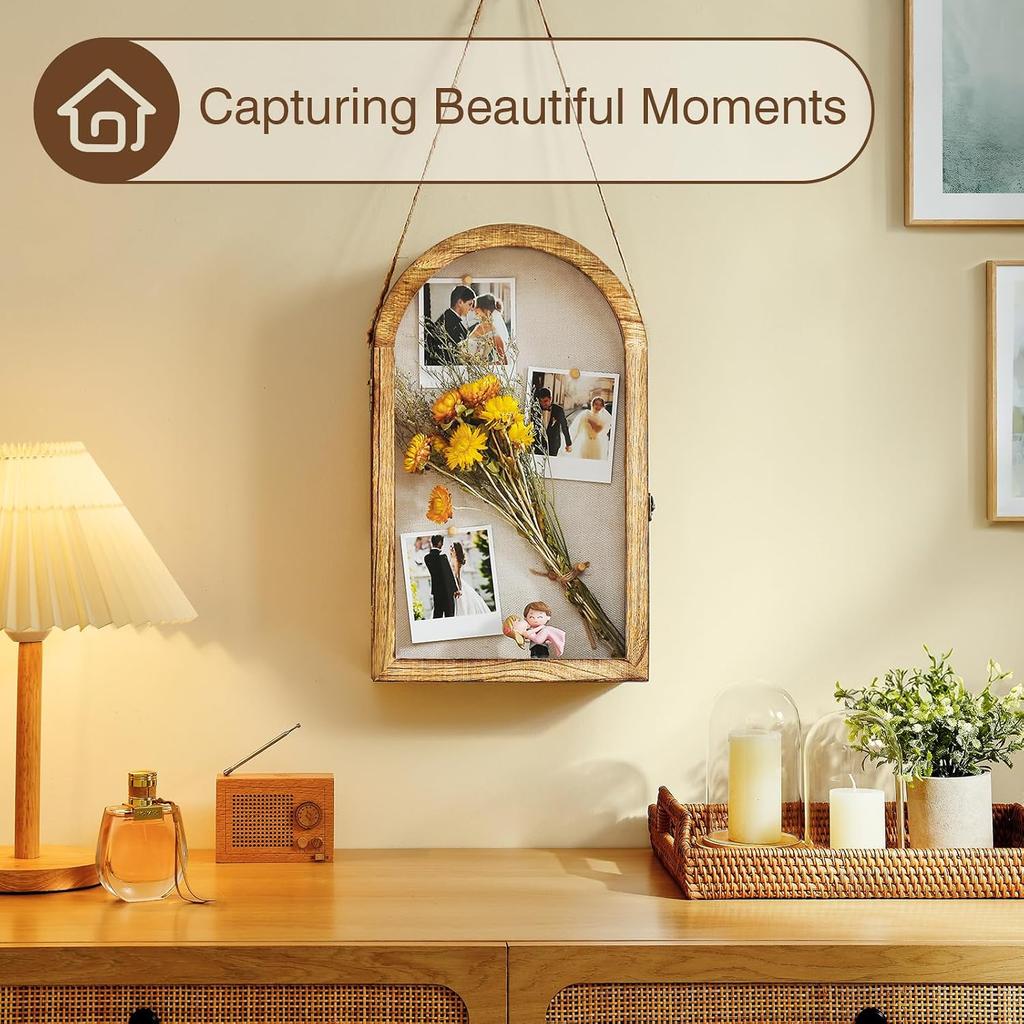 Shadow Box Frame 10x16 Large Shadow Boxes Display Cases with Linen Back and Removable Shelves, Picture Frame Wedding Bouquet