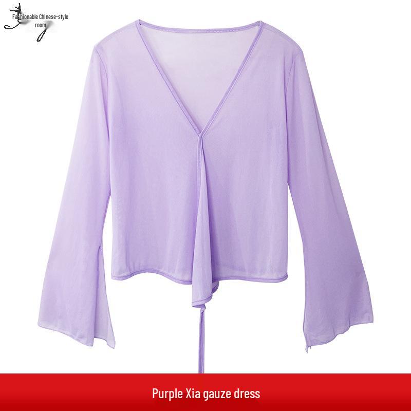 Костюм для китайского классического танца: Женский комплект из топа из сказочного газа и сетчатой юбки