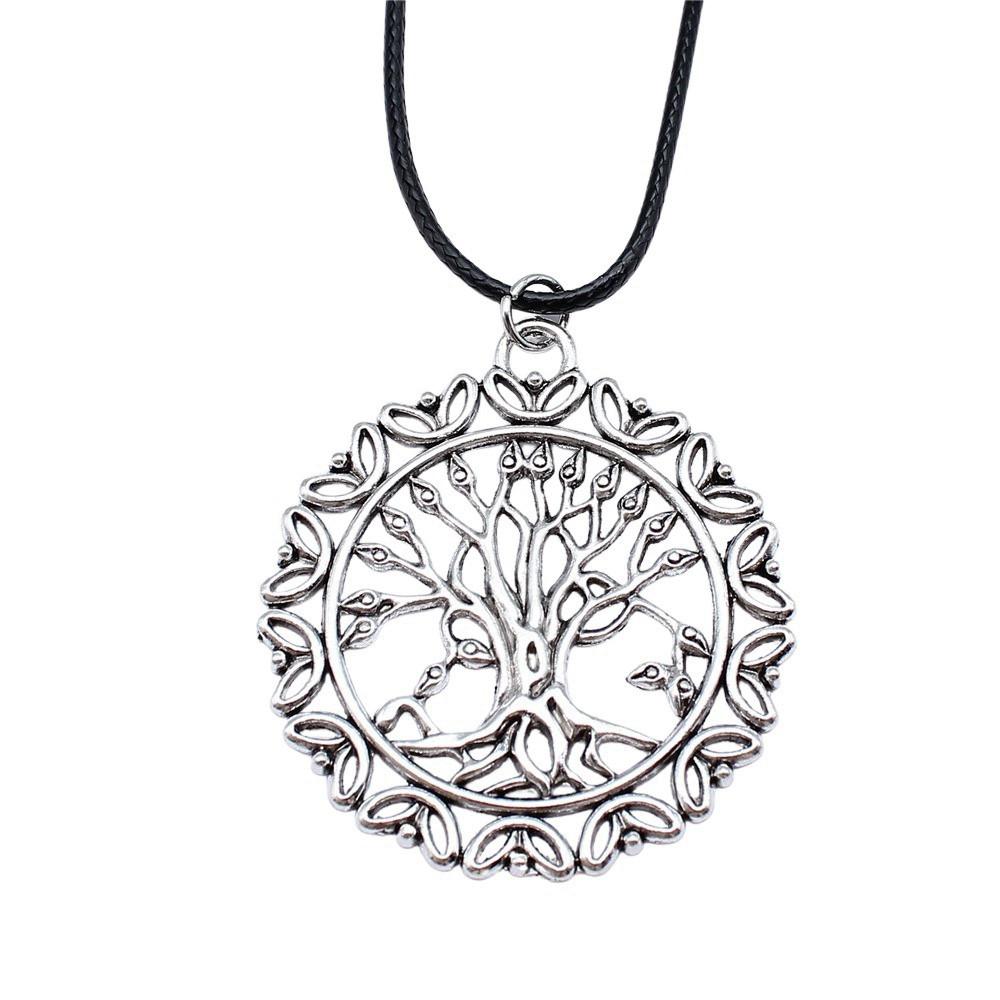 Антикварный кулон-ожерелье "Древо Жизни" Nature Boho Statement Jewelry 45см Кожаная цепочка