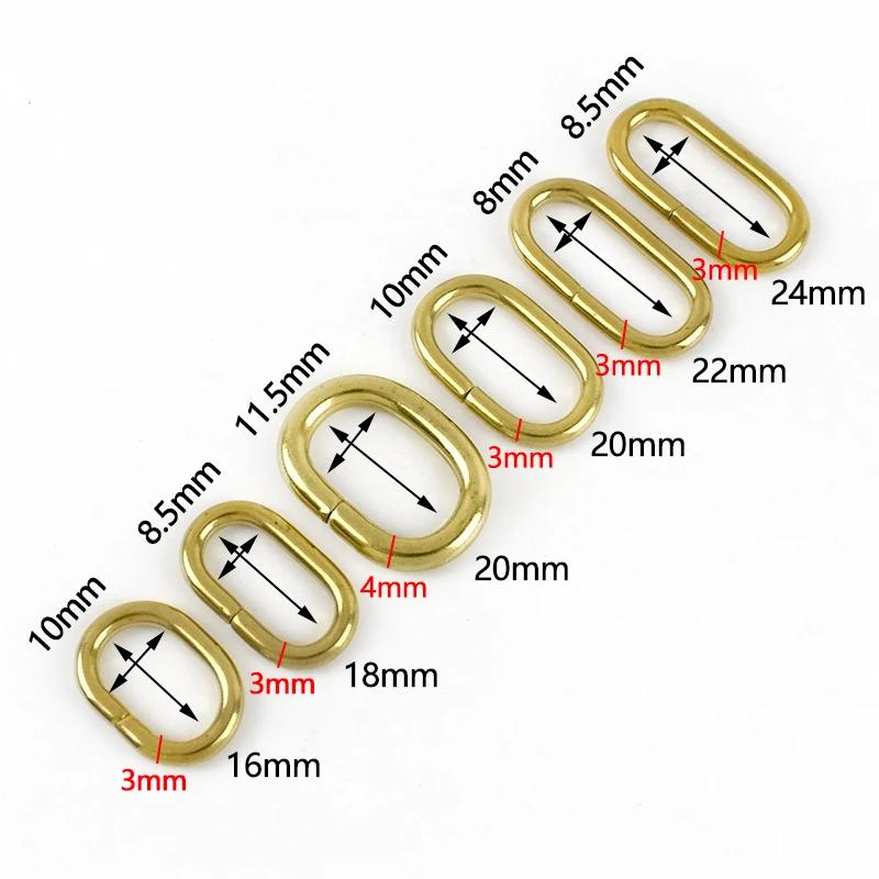 Meetee 5/10/20Pcs O Ring Buckles Pure Copper Solid Brass Clasp for Bag Strap Belt Buckle Dog Collar Hoop Leather Craft Accessory