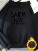 1pc Pack Fashionable Women's Autumn/Winter Warm Hooded Sweatshirt Elegant and Beautiful Y2K Style "Salem 1692 They Left One Out" G