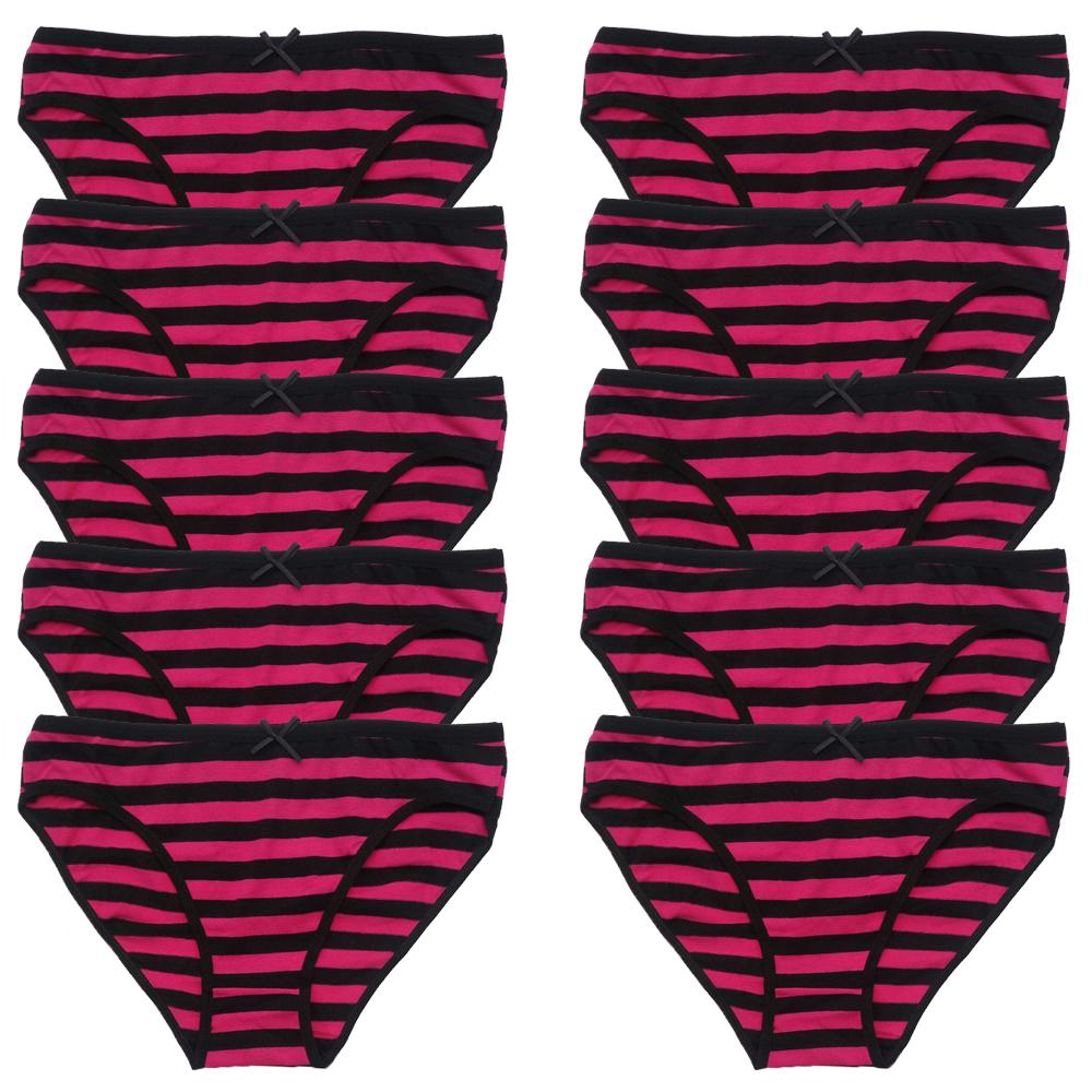 Cotton Panties for Woman Sexy Lace Underwear Briefs Set Lingerie Girls Ladies Bikini Underpants Striped Print Knickers 10Pcs/set