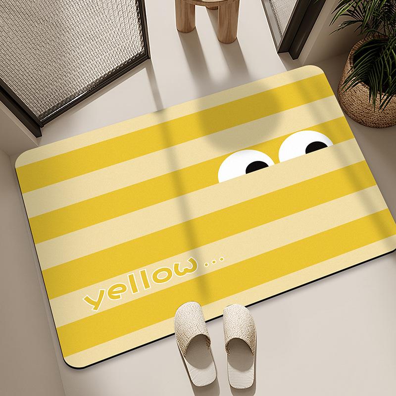 Diatom Mud Floor Mat Bathroom Water Absorption Quick-drying Foot Pad Cartoon Black Cat Dirty-resistant Anti-slip Pad Household Bathroom Entrance Mat