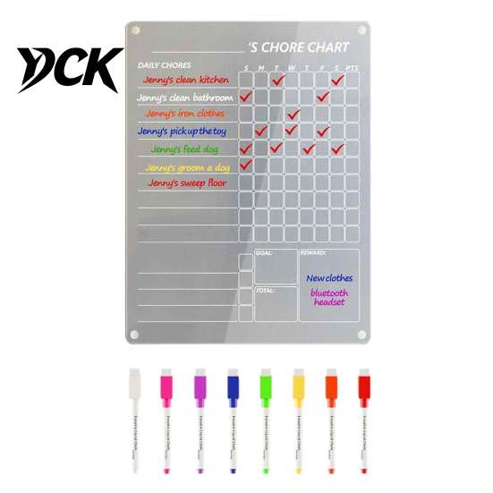Clear Acrylic Dry Erase Board Magnetic Planning Board, Notepad Memo for Fridge, Kitchen Grocery List Organizer Monthly Weekly Daily Meal Menu Planner