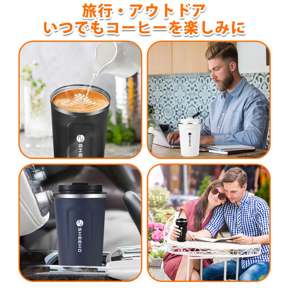 SHEEHO Vacuum Coffee Insulated Coffee Stainless Steel with Keeps Drinks Hot for 6 Flip Stylish Gift for Birthdays Tumbler, Mug, Mug, Lid, Hours,