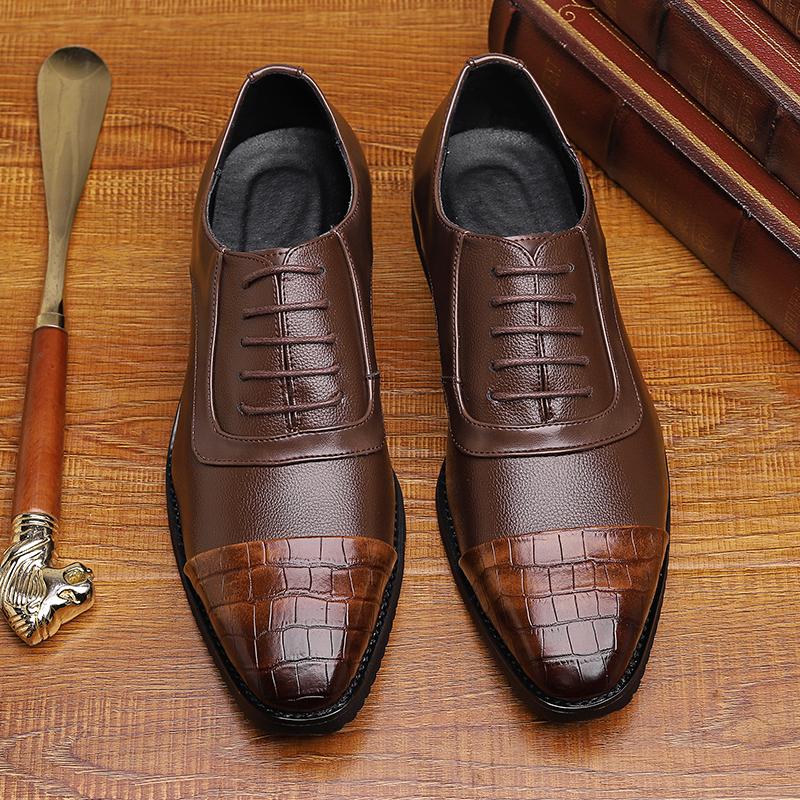 Трендовые Новые Мужские Оксфорды Пэчворк Черно-Коричневого Цвета Удобная Деловая Свадебная Обувь Sapatos Tenis Masculino