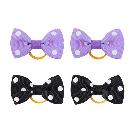 Dog Small Hair Bowknot with Rubber Bands Handmade Hair Dot Bow Pet Grooming Accessories for Party Christmas Birthday
