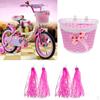 Girl' Bicycle Basket Front Decoration with 4Pcs Streamers Accessories - Various Colors Pink