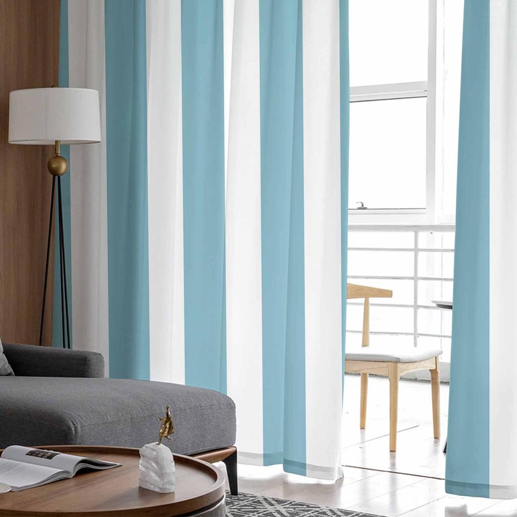 Полосатые бирюзовые прозрачные шторы Современная марлевая занавеска для гостиной спальни Тюлевые шторы