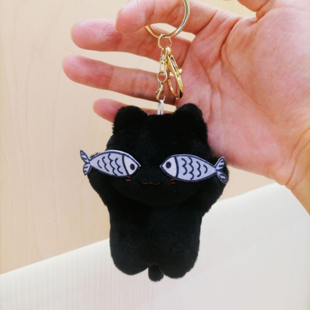 With Fish Eyes Finely Sewn Cat Keychain Cartoon Anime Fish Cat Pendant  Female