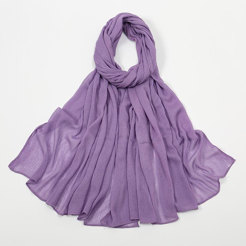Новое поступление Жатый вискозный хиджаб Женский мусульманский шарф Шали Однотонный платок на голову Обертывания Большой размер Однотонный Исламский тюрбан Повязки на голову Фуляр