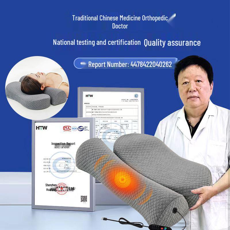 Подушка для шеи для путешествий: Подогреваемый шейный бандаж, пена с памятью для комфортного сна, съемный и моющийся для спящих на боку