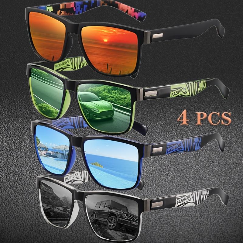 4pcs Sports Style Fashion Glasses, Polarized Lenses, Full Rim PC Frames, with Anti-Fog Cloth, for Ordinary Decorative Eyeglasses