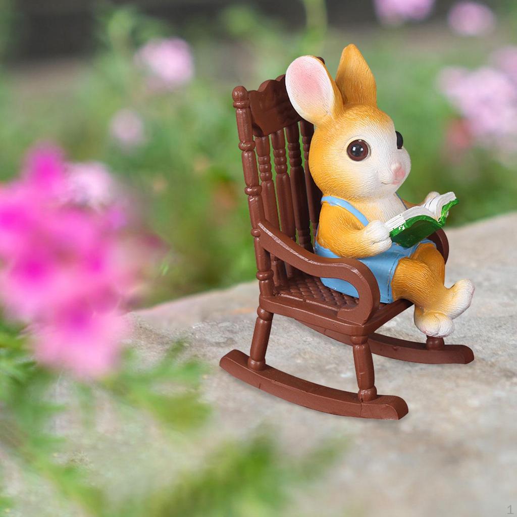 Садовая статуэтка, скульптура животного, фигурка кролика, настольное украшение для полки, садового стола, украшения дома