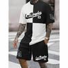 Simple New Summer Men's Letter 3D Print Suit Short-sleeved Shorts Simple Fit T-shirt With The Same Printed Shorts Two-piece Sets