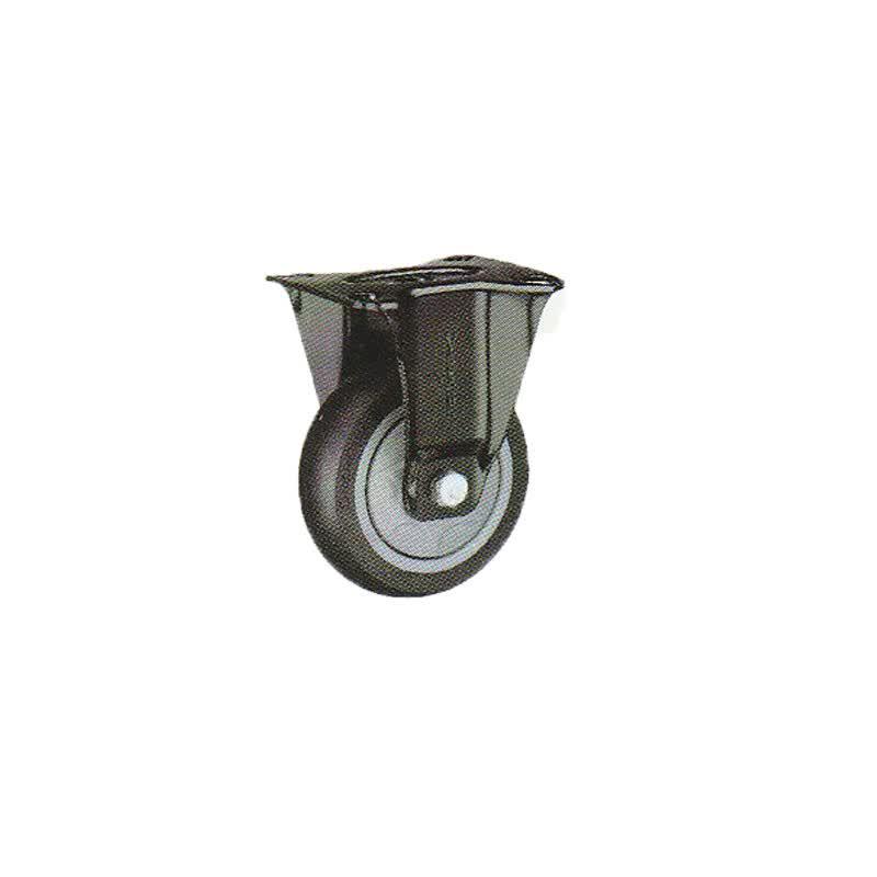 CHAMCEN 4-inch Fixed Black Synthetic Rubber Caster Wheel