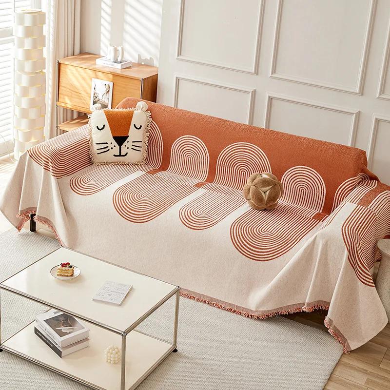 Утолщенный шенилл Зеленый Чехол для дивана Одеяло для дивана Простая геометрическая подушка с ветром и песком Полотенце для волос Модное одеяло Полотенце для дивана