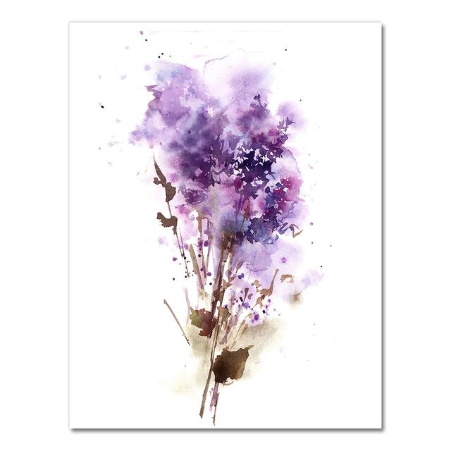 Абстрактные ботанические фиолетовые лавандовые и сиреневые принты, цветы, картина, настенная живопись на холсте, домашний декор, без рамки