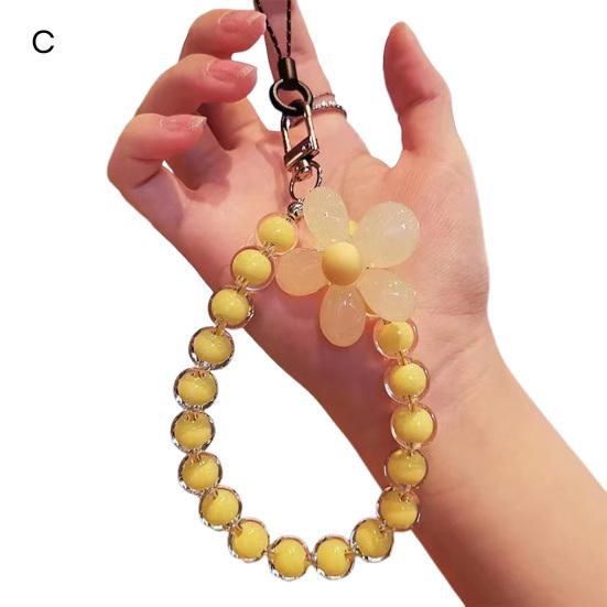 Женский ремешок на запястье для телефона ярких цветов, цветочные бусины, веревка для телефона на запястье, анти-потерянный чехол для мобильного телефона, ручной ремешок