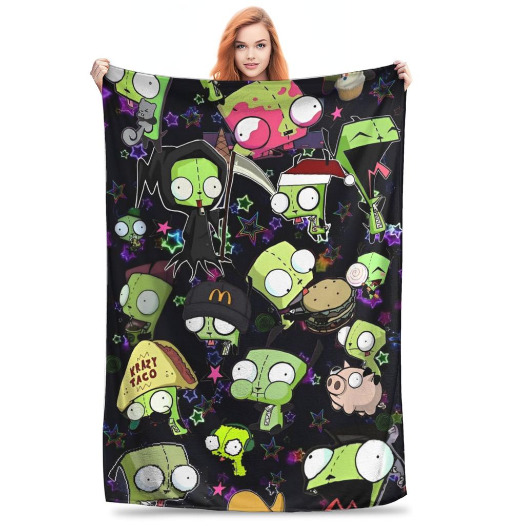 Invader Zim Gir Dib Robot Blankets Flannel Textile Decor Portable Super Soft Throw Blanket for Bed Car Bedspread