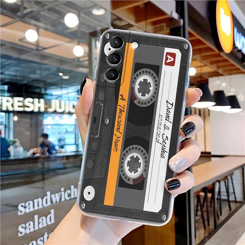 Retro Music Cassette Tape Vintage Style Transparent Case for Samsung Galaxy S22 S21 S20 FE S 22 Ultra S10 S9 Plus 5G Cover Coque