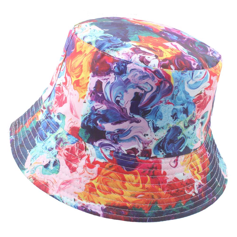 Reversible Tie-Dye Bucket Hat with 3D Graffiti Print for Women - Autumn Style Sun Hat
