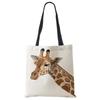 Watercolor Giraffe Deer Print  Tote Bags for Women Casual Handbags Shopping Bag Large Capacity