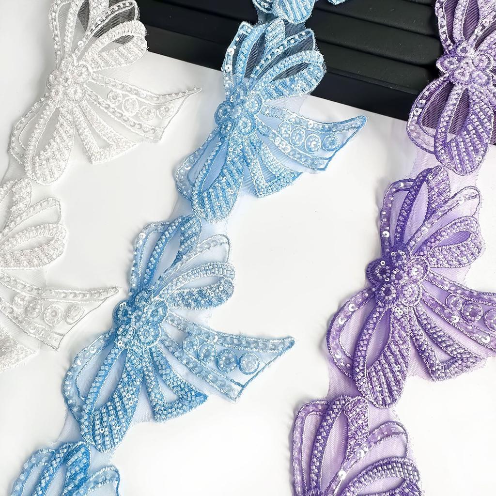 Трехмерная вышивка бисером, бант, кружево, сделай сам, ручная работа, наклейка на ткань для платья