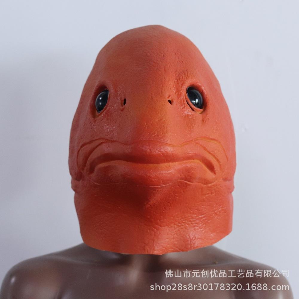 Funny fish head mask Halloween party festival full-face latex animal headgear creative silly funny costume