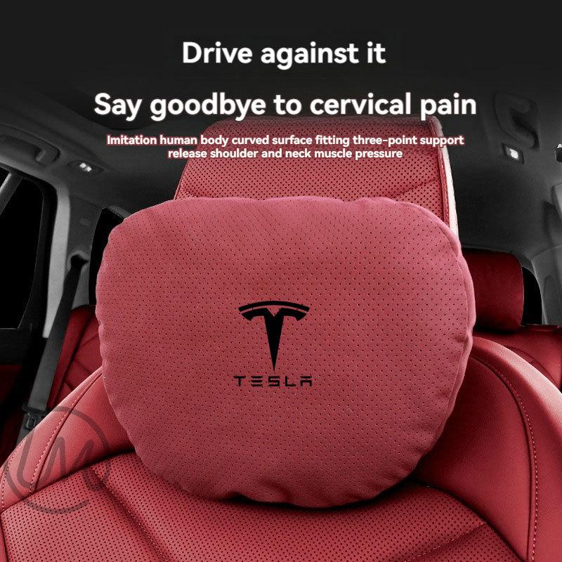 AMM1 For Tesla Model 3 Y X S Neck Pillow Headrest Pillow Automobile Seat Neck Rest Auto Seat Head Support Pillow Car Accessories